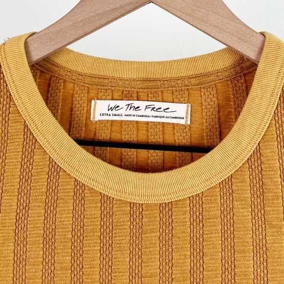 NWT Free People Escape Ribbed Tee in Tamarind Combo Gold - Picture 4 of 7